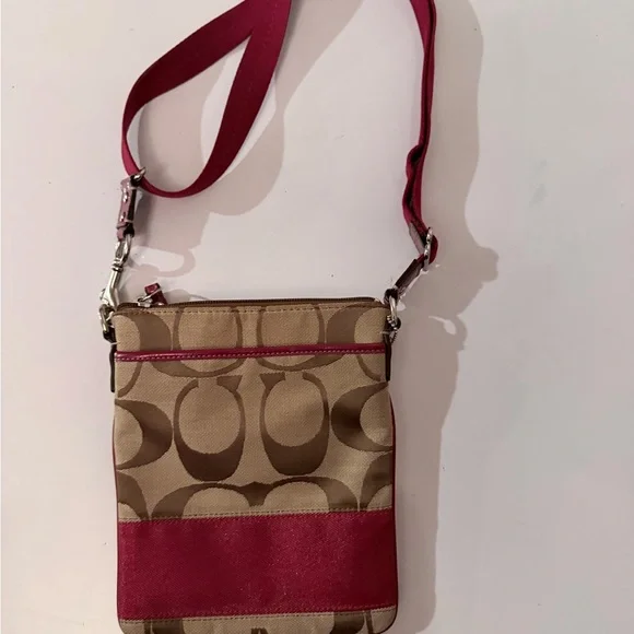 Coach Tan and Red Crossbody Bag - Picture 2 of 5